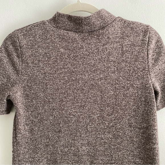 ZARA Wool Blend Heathered Brown Short Sleeve Mockneck Sweater Dress Size S - Picture 4 of 9